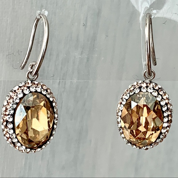 Jewelry - CITRINE crystal pave rhinestone oval 925 earrings